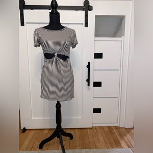 Black & White Striped Cut Out Dress - Size XS